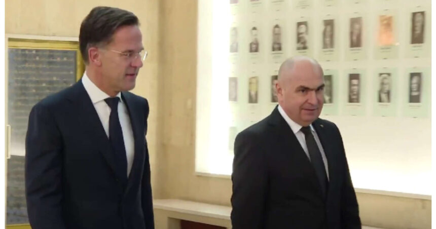 video secretarul general al nato a ajuns la guvern mark rutte a fost primit de premierul ilie bolojan 690b65501cee4