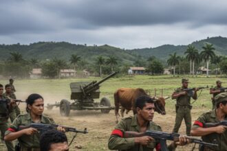 cuba si a luat drone din rusia si iran invazia americana pare a fi iminenta antrenamentele populatiei cu armament sovietic invechit inclusiv tunuri antiaeriene tractate de boi 6a0a06d8ca0c5