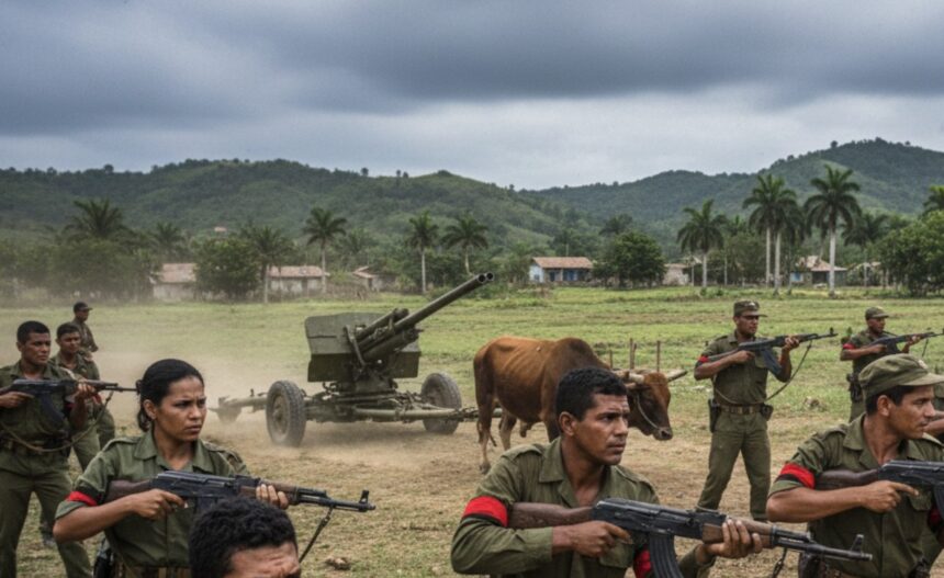 cuba si a luat drone din rusia si iran invazia americana pare a fi iminenta antrenamentele populatiei cu armament sovietic invechit inclusiv tunuri antiaeriene tractate de boi 6a0a06d8ca0c5