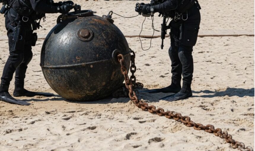 scafandrii militari au neutralizat o mina marina descoperita pe plaja dintre vama veche si 2 mai 6a205009b4917